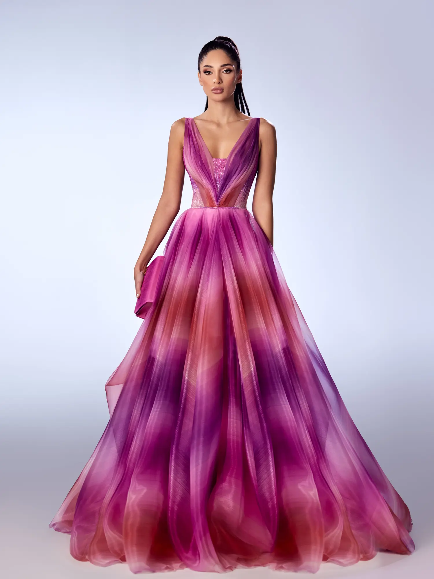 FW56 -Organza A-LINE GownFuchsia US 01