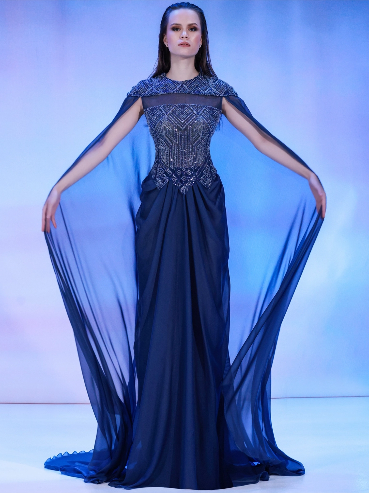 SS150 - Mousseline dress Deep Blue US 01