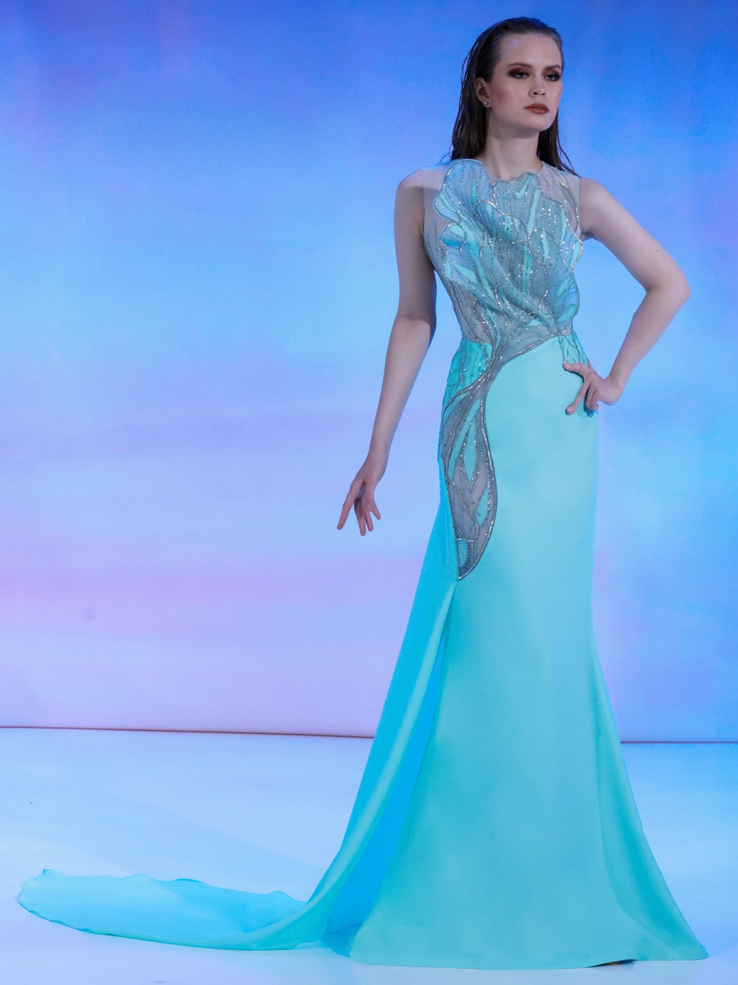 SS164 - Aqua blue mermaid skirtAqua Blue US 01