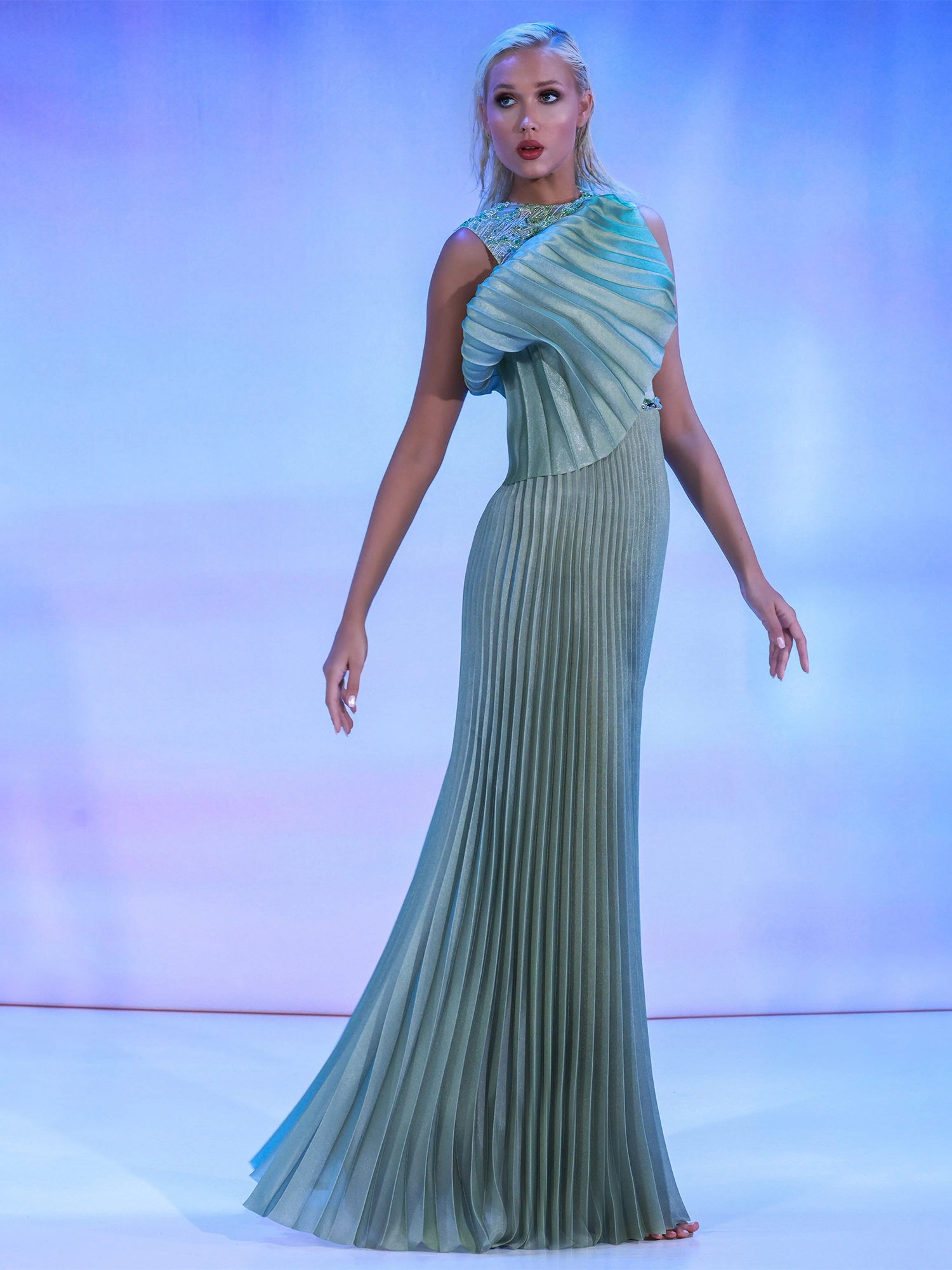 SS169 - Geen plissé dressGreen US 01