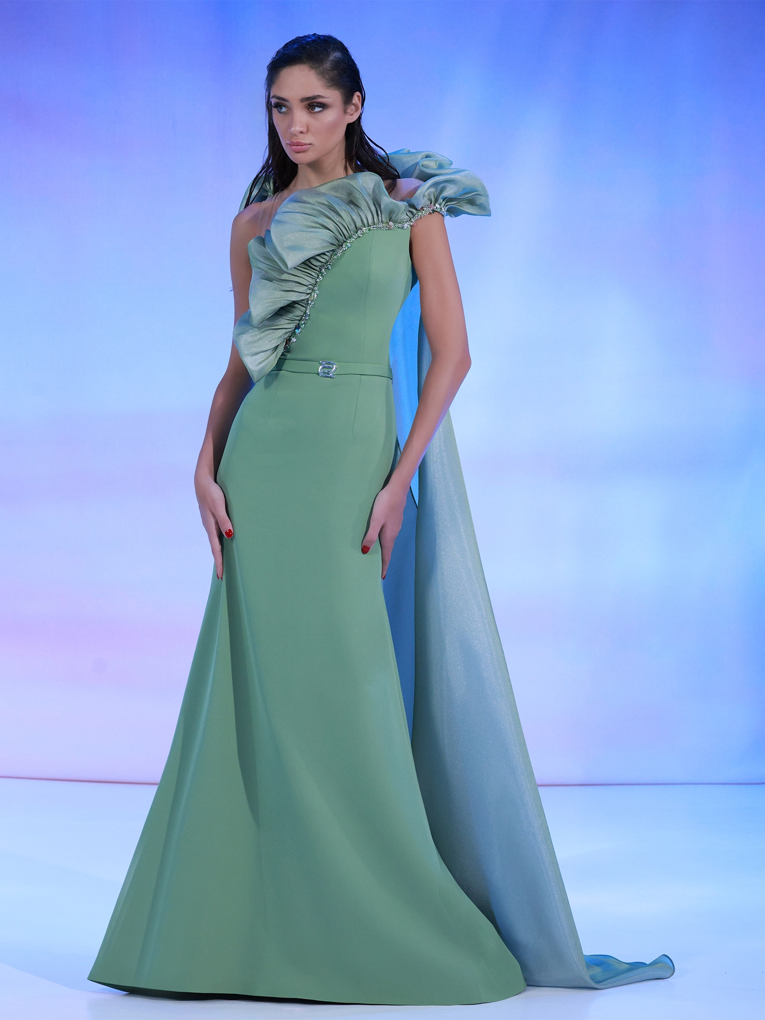 SS170 - Green crepe dressGreen US 01