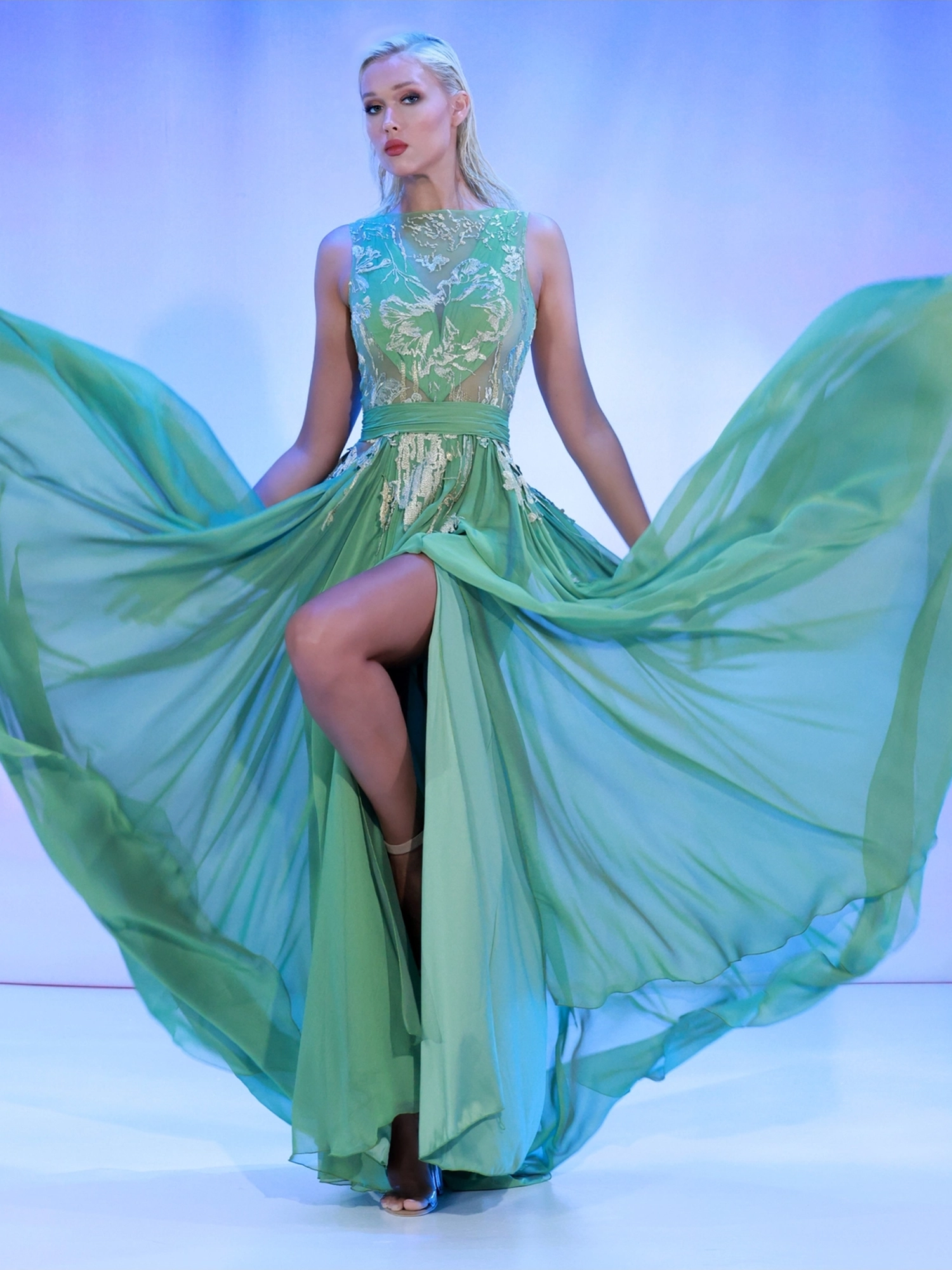 SS173 - Green mousseline dress Green US 01