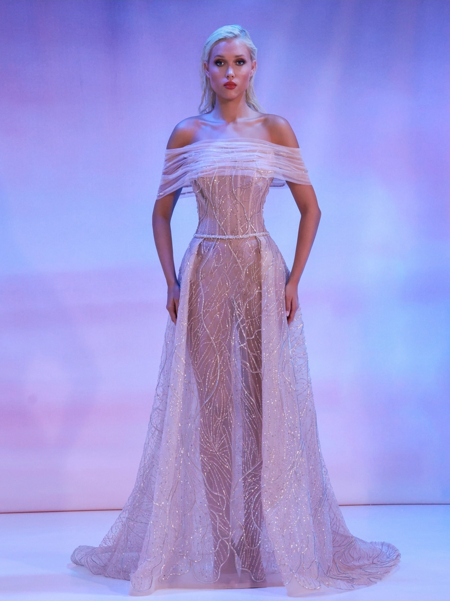 SS182 - Off-shoulder pink dressPink US 01