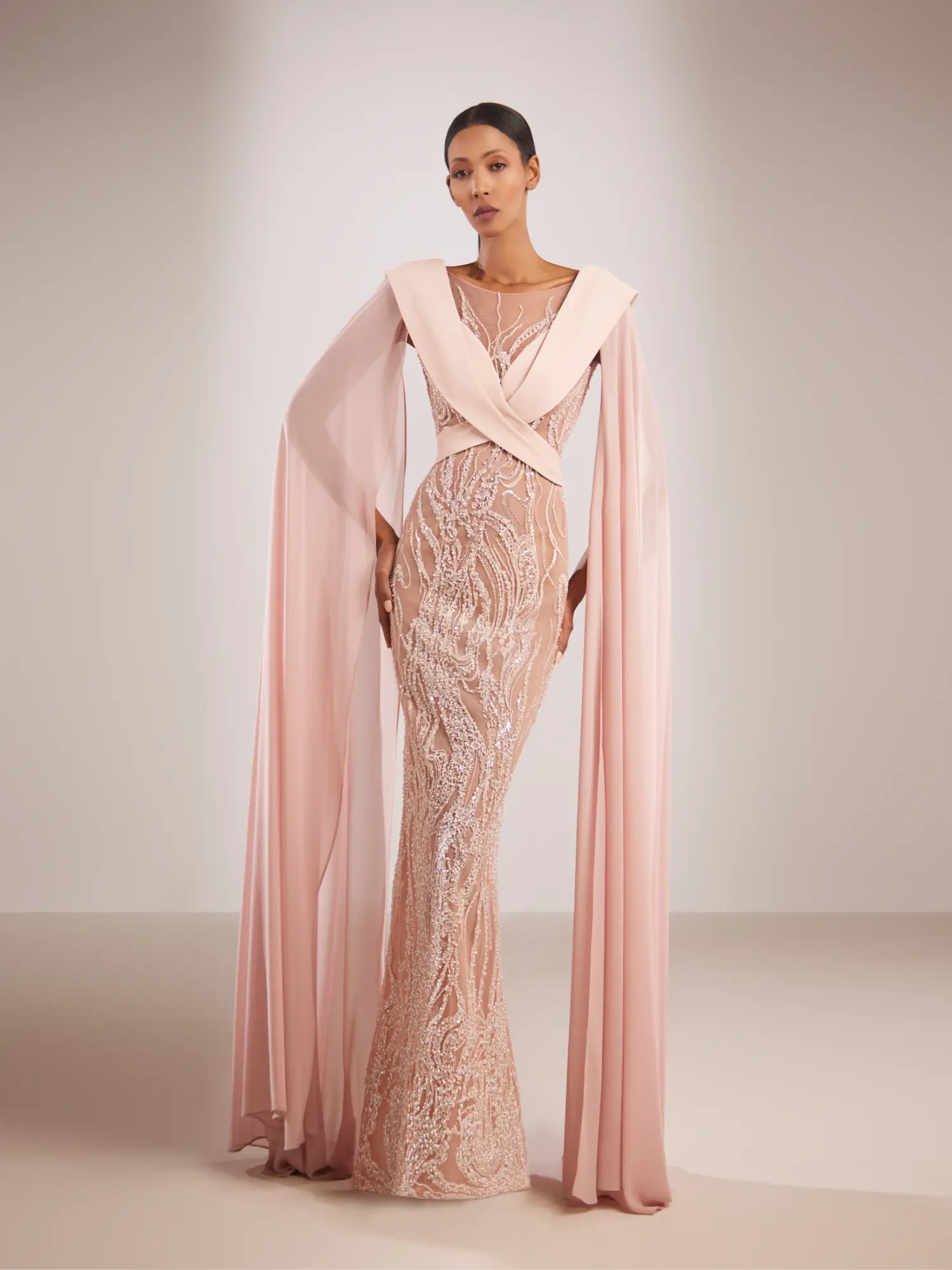 FW207- Pink beaded straight-cut  dressPink US 01