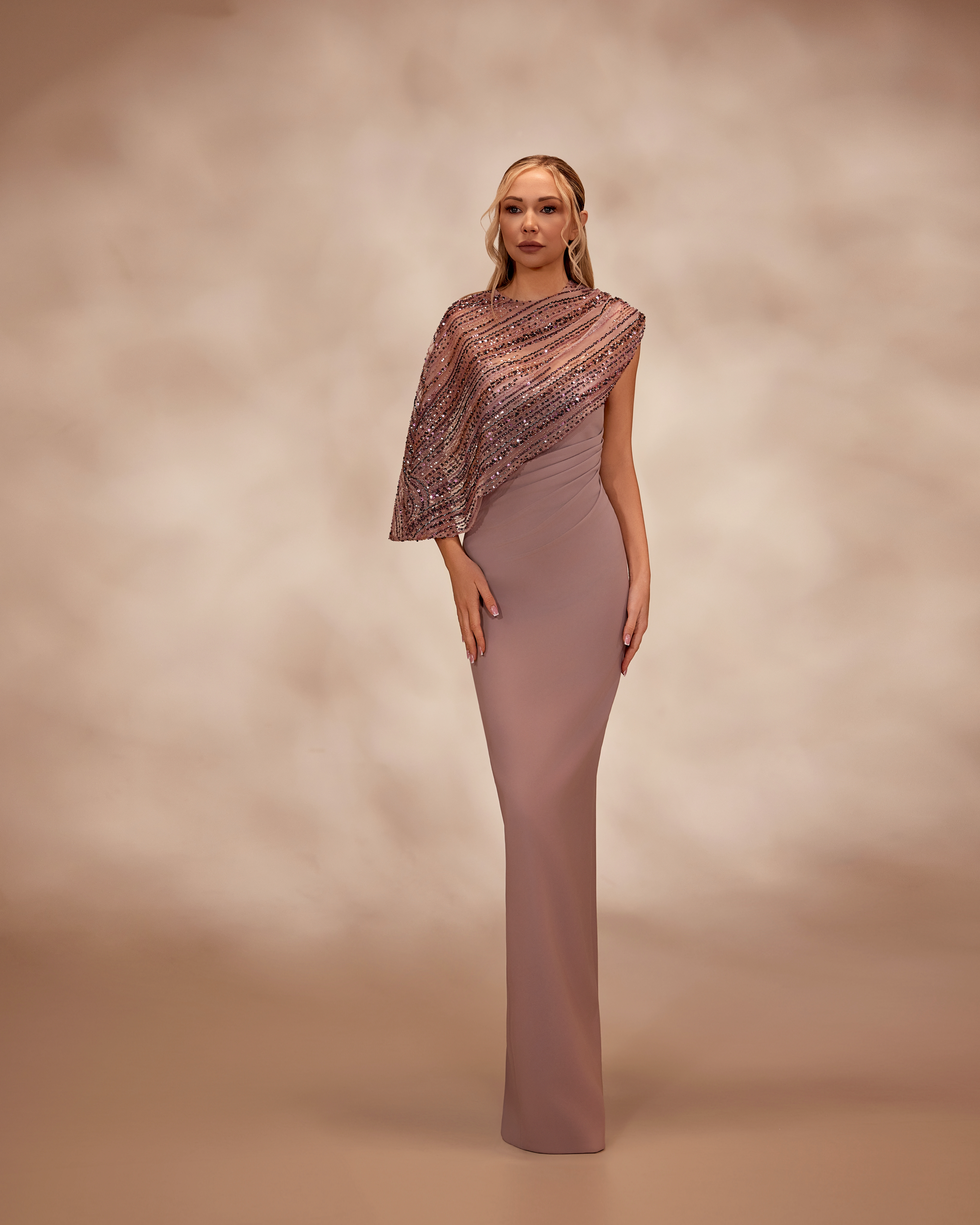 SS4- Rosewood strapless crepe dress  with draping at the waistRoseWood US 01